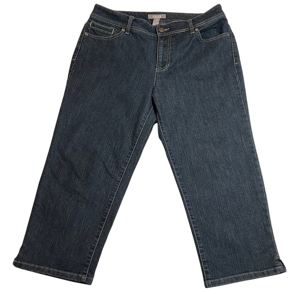 Chico's Mid Rise Crop Jeans Size 10/M/1.5 Stretch Casual Summer Minimalist